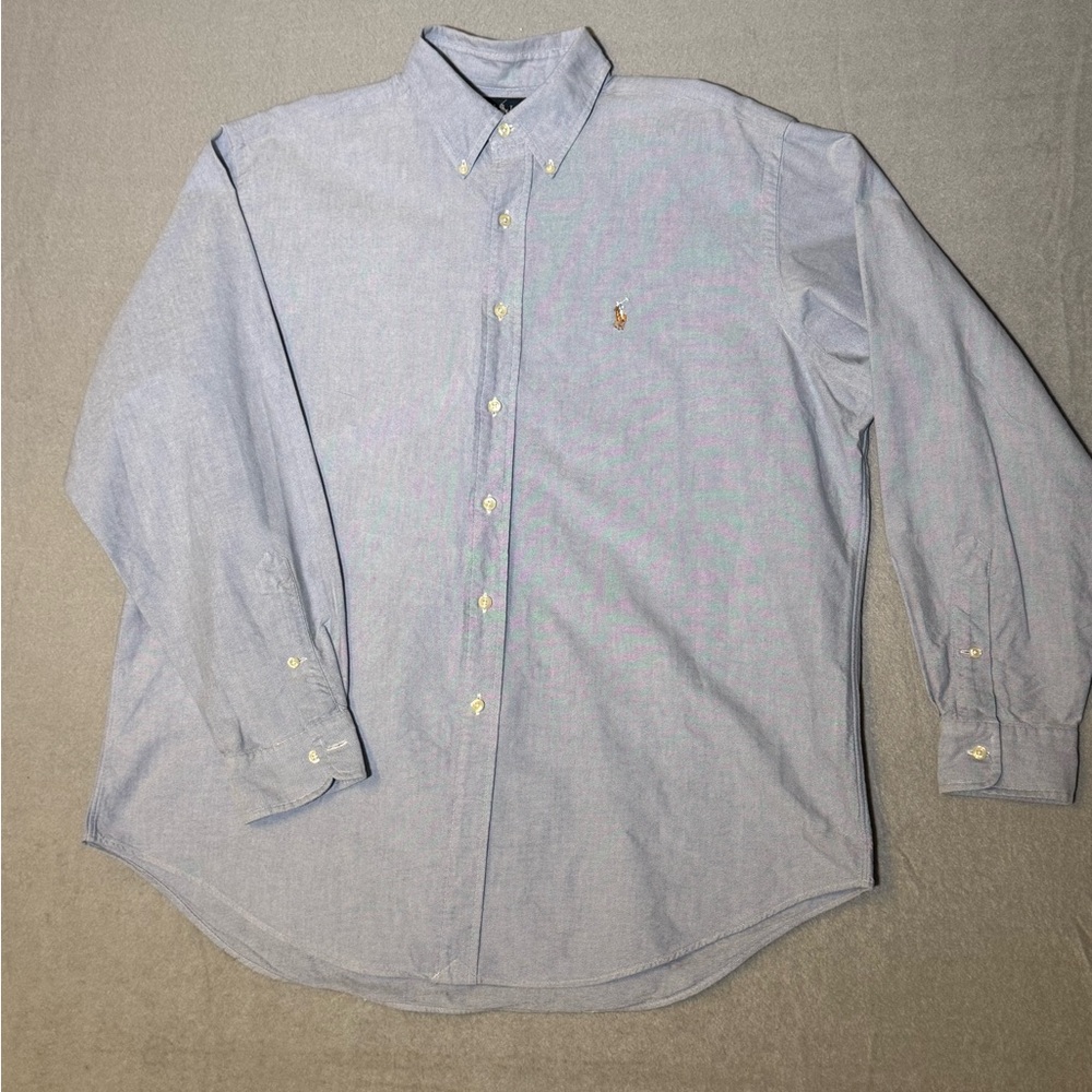 Ralph Lauren Yarmouth Button Down Up Shirt Men 16.5 35 Oxford Blue 100% Cotton